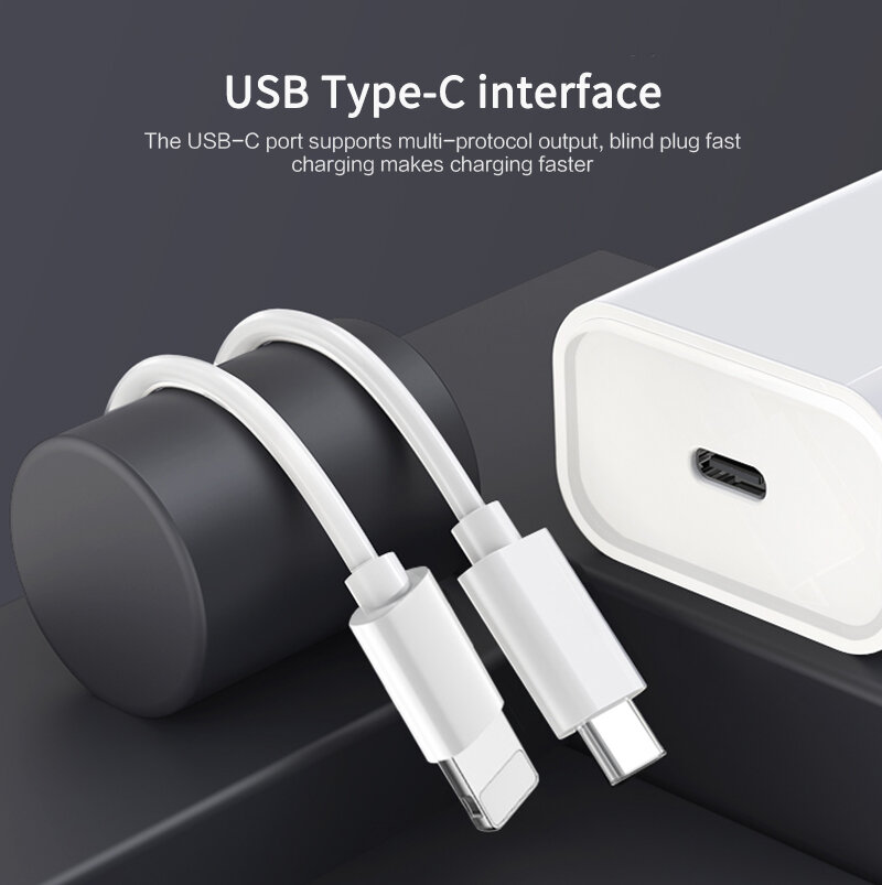 Picture of 20w usb-c power adapter charger 1M type-c charging cable for iPhne 12 Pro max (White)