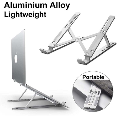 Picture of Laptop Tablet Stand, Foldable Portable Ventilated Desktop Laptop Holder, Universal Lightweight Adjustable (Silver)