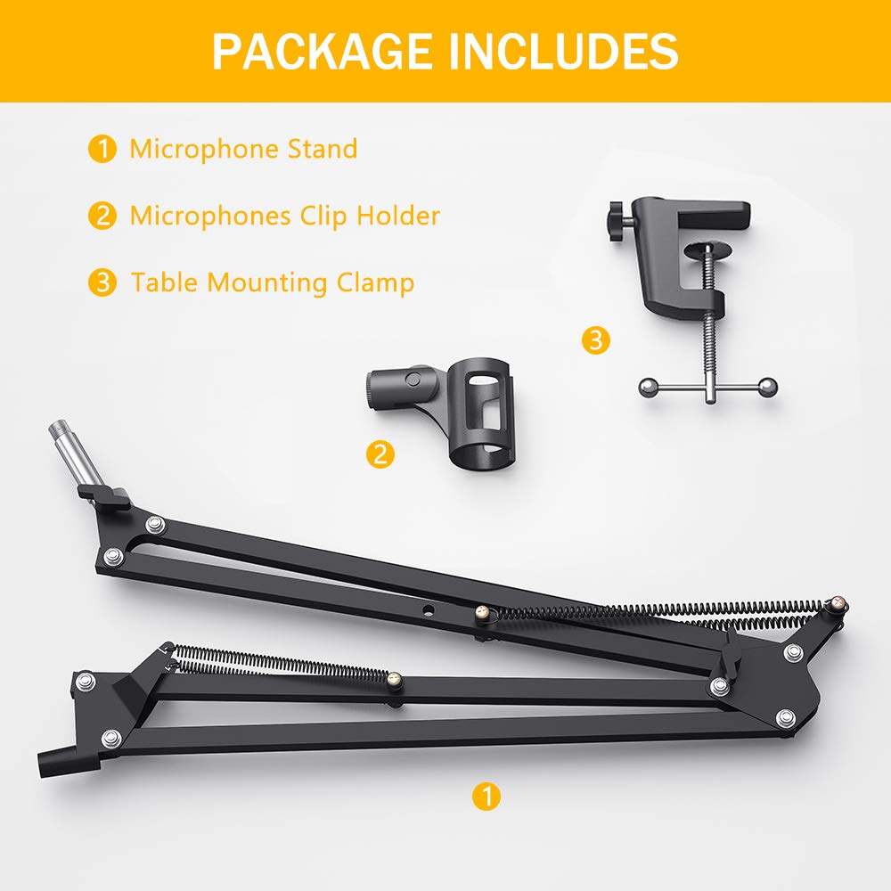 Picture of Professional Microphone Stand Suspension Scissor Arm  with Holder For Dynamic and Condenser Microphone (Black) (Black)