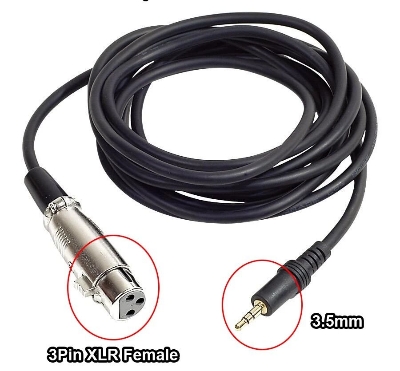 Picture of 3 Pin XLR Female to 3.5mm Male Microphone Audio Extension Cable 5 Miter (Black)