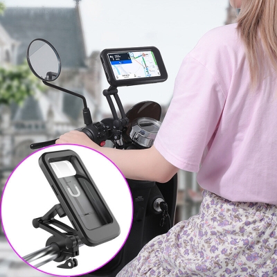 Picture of Waterproof 360° Rotation Motorcycle Bicycle Handlebar Mount Phone Bracket Holder Universal (Black)