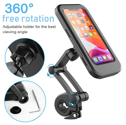 Picture of Waterproof 360° Rotation Motorcycle Bicycle Handlebar Mount Phone Bracket Holder Universal (Black)