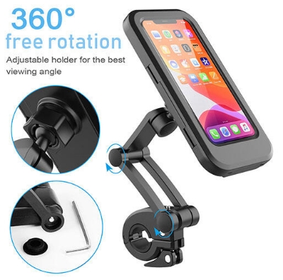 Picture of Waterproof 360° Rotation Motorcycle Bicycle Handlebar Mount Phone Bracket Holder Universal (Black)