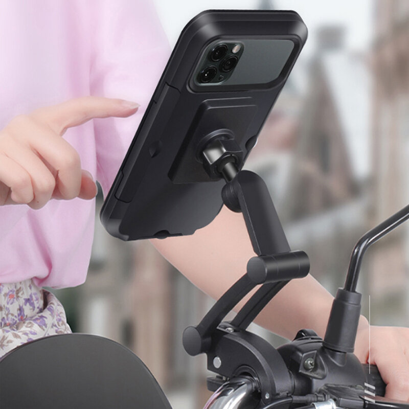 Picture of Waterproof 360° Rotation Motorcycle Bicycle Handlebar Mount Phone Bracket Holder Universal (Black)