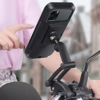 Picture of Waterproof 360° Rotation Motorcycle Bicycle Handlebar Mount Phone Bracket Holder Universal (Black)