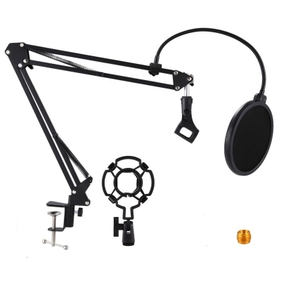 Picture of Extendable Suspension Microphone Stand + Shock Mount +Pop Filter (Black)