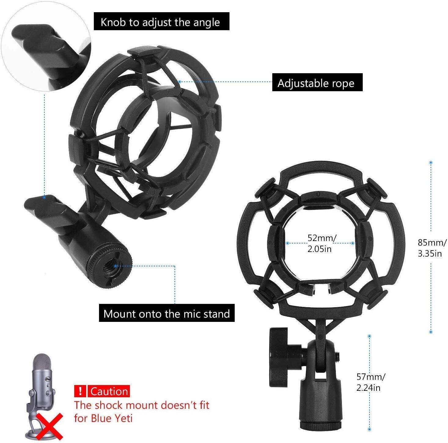 Picture of Desktop Microphone Stand Suspension Boom Scissor Arm Stand with 3/8-5/8 Screw / Shock Mount / Holder ETC Black (Black)