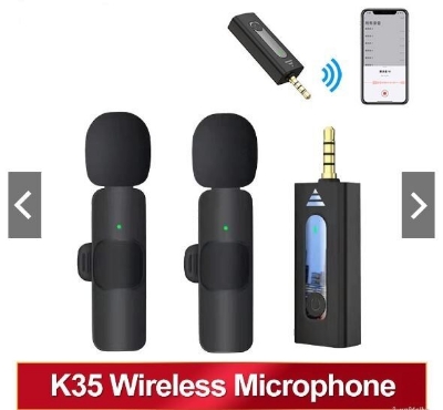 Picture of Wireless 3.5mm Lavalier Lapel Microphone Omnidirectional Condenser Mic for Camera Speaker Smartphone (Black)