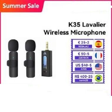 Picture of Wireless 3.5mm Lavalier Lapel Microphone Omnidirectional Condenser Mic for Camera Speaker Smartphone (Black)