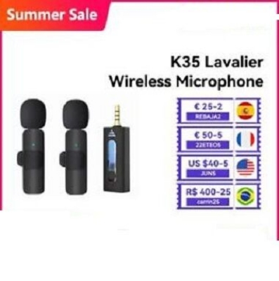 Picture of Wireless 3.5mm Lavalier Lapel Microphone Omnidirectional Condenser Mic for Camera Speaker Smartphone (Black)