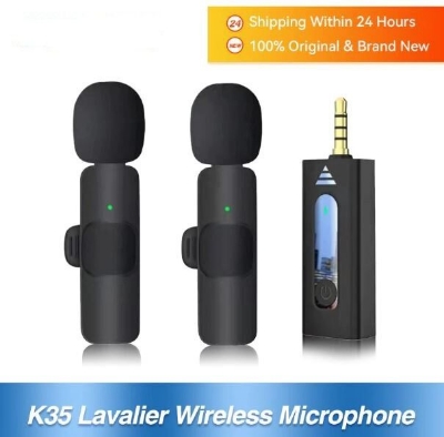 Picture of Wireless 3.5mm Lavalier Lapel Microphone Omnidirectional Condenser Mic for Camera Speaker Smartphone (Black)
