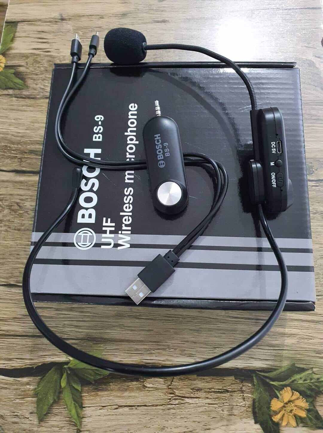Picture of BOSCH BS-9 BLUETOOTH WIRELESS HEADSET MICROPHONE MOBILE SUPPORTED WITH CONVERTER FOR SPEAKER AMPLIFIER BLACK (Black)