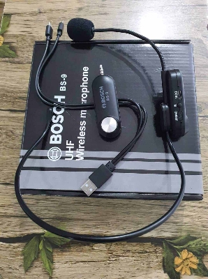 Picture of BOSCH BS-9 BLUETOOTH WIRELESS HEADSET MICROPHONE MOBILE SUPPORTED WITH CONVERTER FOR SPEAKER AMPLIFIER BLACK (Black)