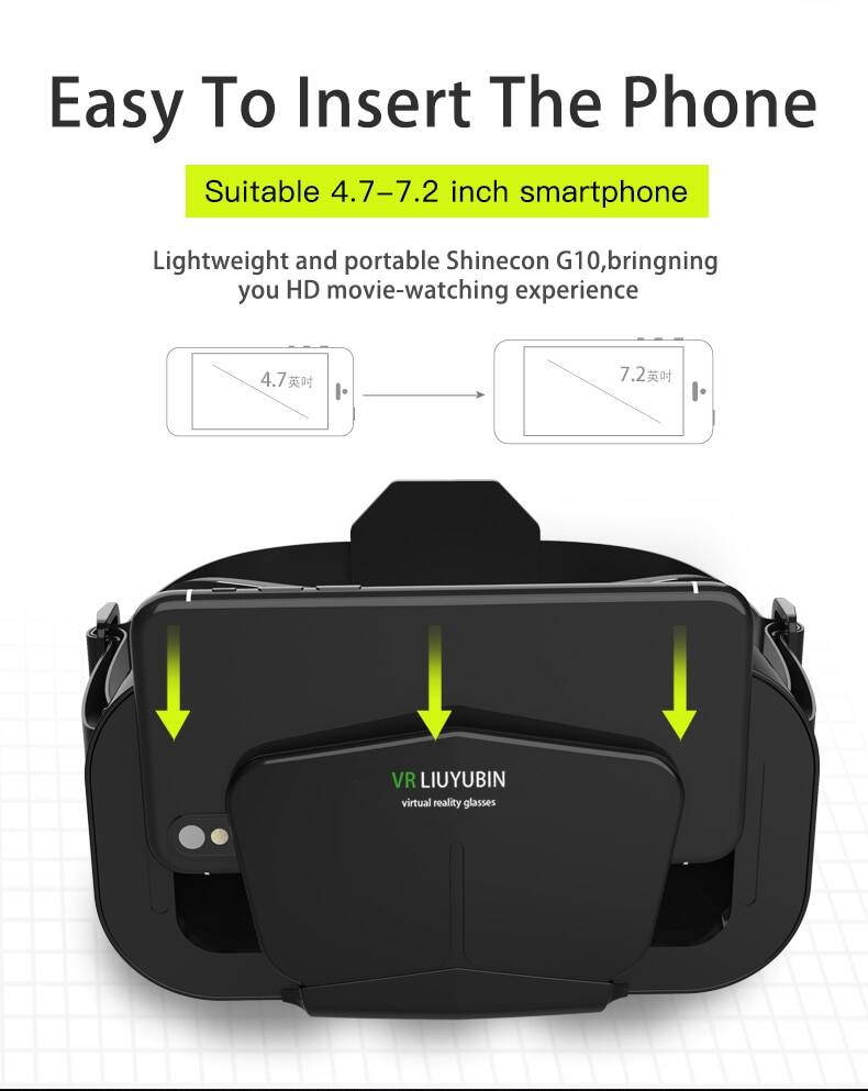 Picture of VR Shinecon G10 VR SHINECON Virtual Reality VR Headset 3D Glasses Headset Helmets VR Goggles for TV, Movies & Video Games Compatible iOS, Android & Support 4.7-7 inch (Black)