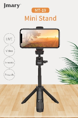 Picture of JMARY Phone Tripod MT-19, 360 degree Rotation Phone Holder Portable Live Photo Tripod for Vlogging/Live Streaming (Black)