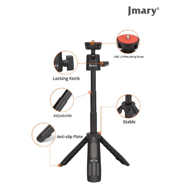 Picture of JMARY Phone Tripod MT-19, 360 degree Rotation Phone Holder Portable Live Photo Tripod for Vlogging/Live Streaming (Black)