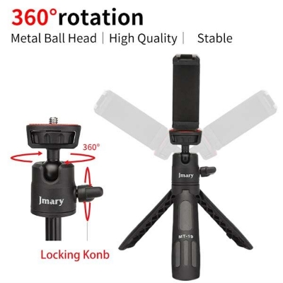 Picture of JMARY Phone Tripod MT-19, 360 degree Rotation Phone Holder Portable Live Photo Tripod for Vlogging/Live Streaming (Black)