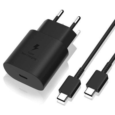 Picture of Samsung 25W PD fast Charger Adapter with Type-C to Type-C Cable(3A) 1M - Black (Black,SAMSUNG)