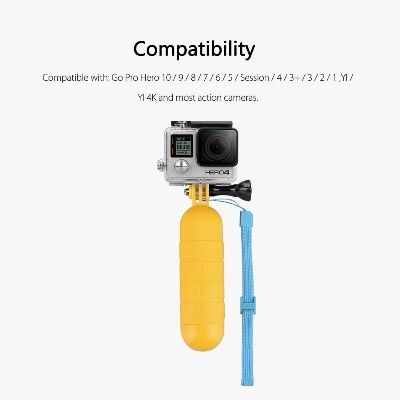 Picture of Go Pro Accessories Yellow Water Floating Grip Monopod Handle Tripod For Gopro Hero 11 10 9 8 7 6 5 4 for Dji action (Yellow)