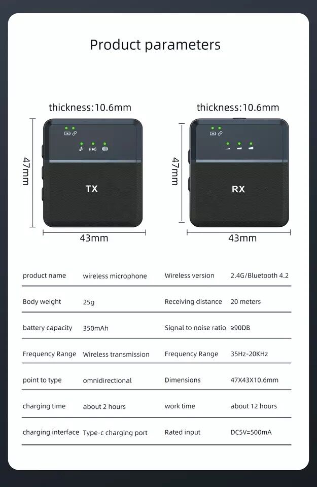 Picture of SX9 Dual Wireless Microphone For Type C   (1:2) (Type C)