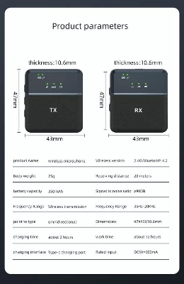 Picture of SX9 Dual Wireless Microphone For Type C   (1:2) (Type C)