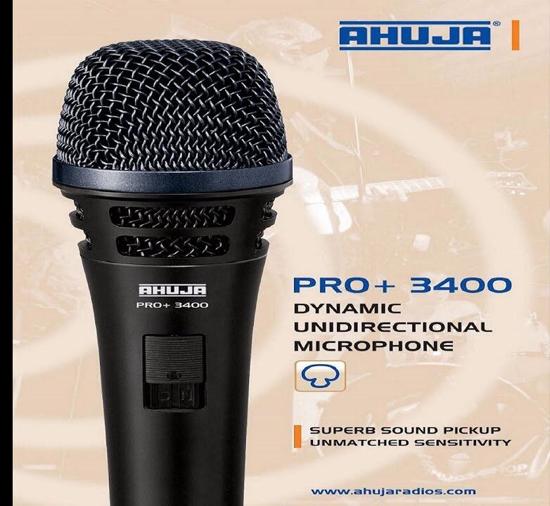 Picture of Ahuja PRO+ 3400 Dynamic Unidirectional Microphone Wired Black (Black)