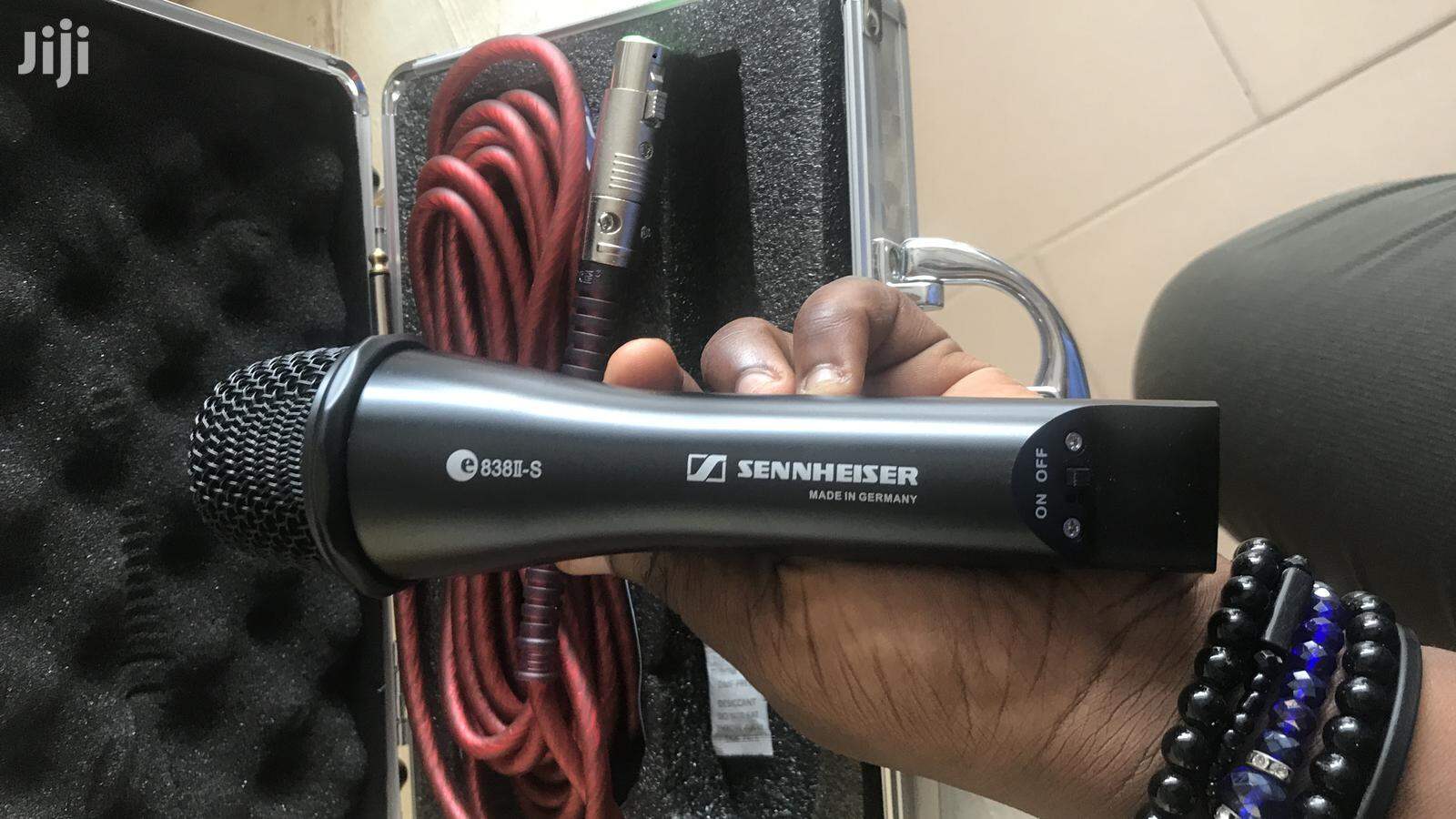 Picture of Sennheiser E 838ii-S High-Quality Handheld Dynamic Microphone with Leather Grip for Live Sound & Stage Equipment (Black)
