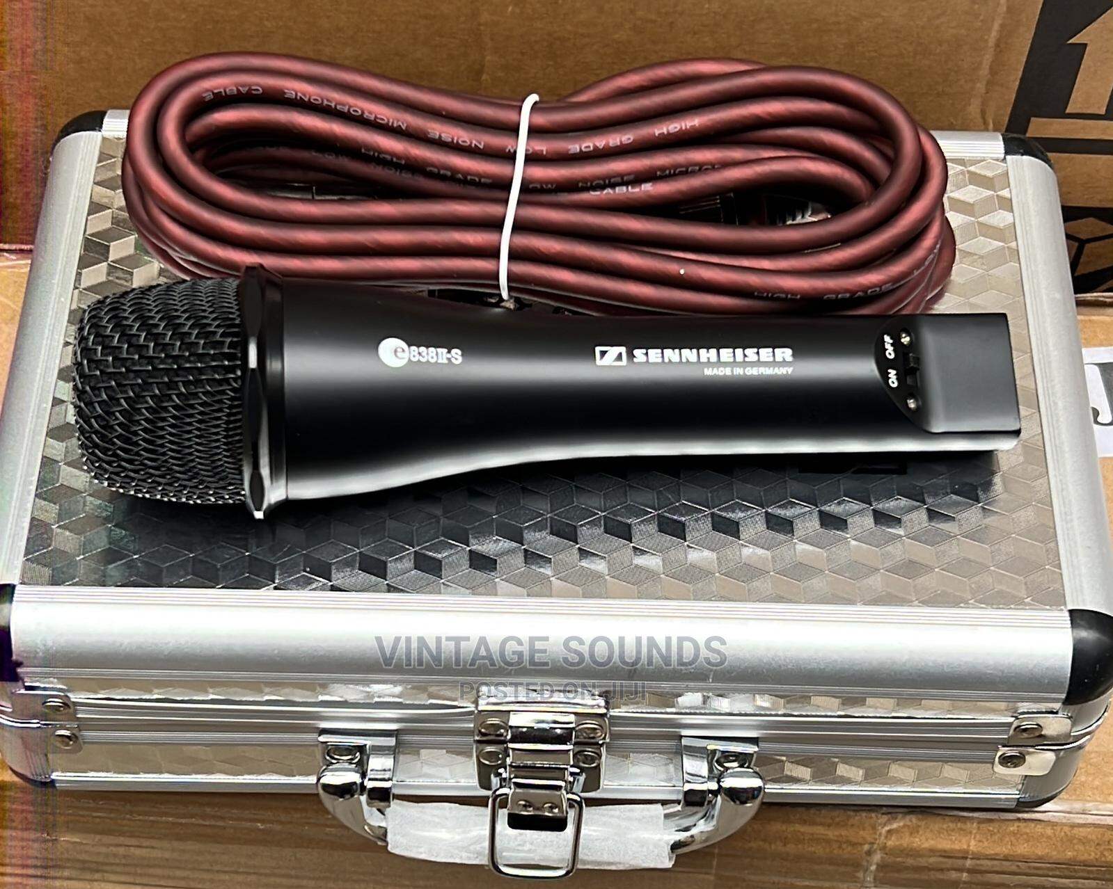Picture of Sennheiser E 838ii-S High-Quality Handheld Dynamic Microphone with Leather Grip for Live Sound & Stage Equipment (Black)