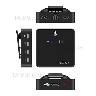 Picture of SK750  two wireless Lavalier microphone for Outdoor Interview Live-stream (Black)