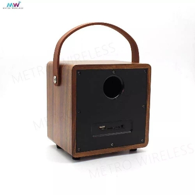 Picture of KTS-1687 Vocal Singing Home KTV Party Rechargeable Wireless Microphone Wooden FM Radio Mic Belt Handle Portable Karaoke Box BT Speaker (Multicolor)