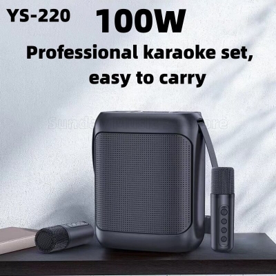 Picture of YS-220 Outdoor karaoke straps speaker with Dual UHF wireless mic speaker with  Dual microphone (Multicolor)