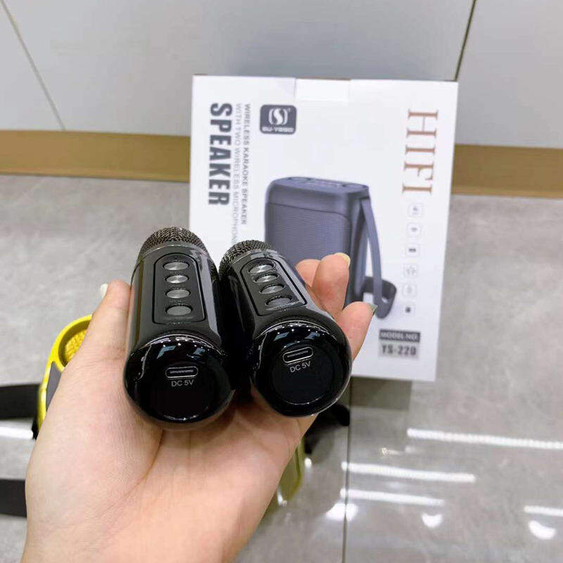 Picture of YS-220 Outdoor karaoke straps speaker with Dual UHF wireless mic speaker with  Dual microphone (Multicolor)