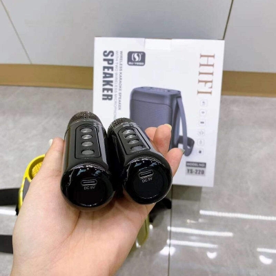 Picture of YS-220 Outdoor karaoke straps speaker with Dual UHF wireless mic speaker with  Dual microphone (Multicolor)