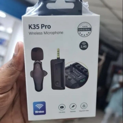 Picture of K35 Pro Dual Mic Wireless Lavalier Microphone for 3.5mm Supported Devices (Black)