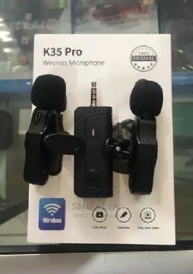 Picture of K35 Pro Dual Mic Wireless Lavalier Microphone for 3.5mm Supported Devices (Black)