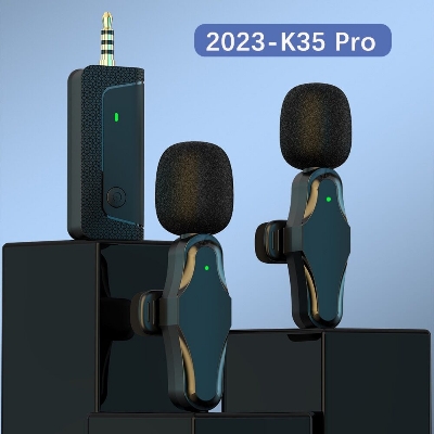 Picture of K35 Pro Dual Mic Wireless Lavalier Microphone for 3.5mm Supported Devices (Multicolor)
