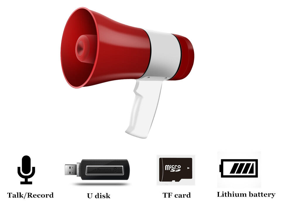 Picture of Hand Mike Handheld Lithium 619U Megaphone with USB, TF, Record, Siren (Multicolor)