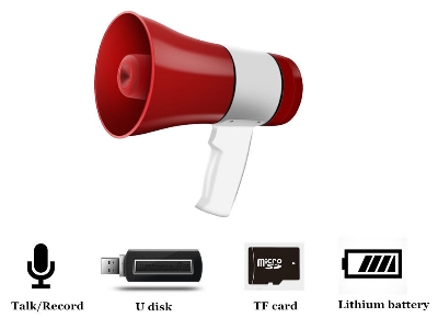 Picture of Hand Mike Handheld Lithium 619U Megaphone with USB, TF, Record, Siren (Multicolor)