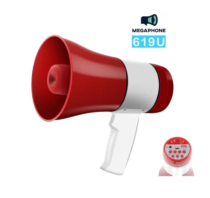 Picture of Hand Mike Handheld Lithium 619U Megaphone with USB, TF, Record, Siren (Multicolor)