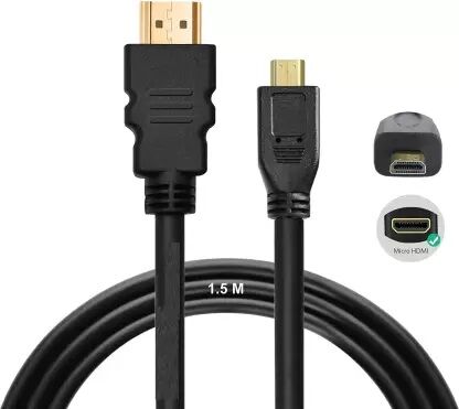 Picture of HDMI Cable 1.5m High Speed Micro HDMI(NOT Mini-USB) to HDMI cable Compatible with HD TV, Projector, MONITOR, CAMERA, GO PRO, etc-Black (Black)