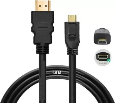 Picture of HDMI Cable 1.5m High Speed Micro HDMI(NOT Mini-USB) to HDMI cable Compatible with HD TV, Projector, MONITOR, CAMERA, GO PRO, etc-Black (Black)