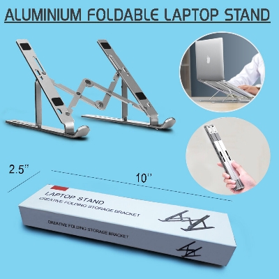 Picture of 10-17 inches tablet notebook laptop quality aluminum bass for laptop stand creative folding storage brackets (Silver)