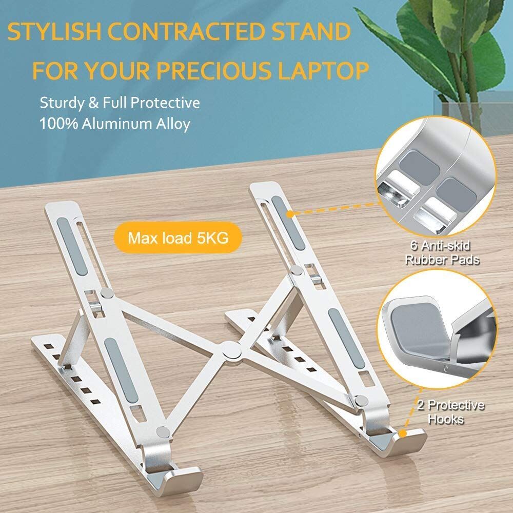 Picture of 10-17 inches tablet notebook laptop quality aluminum bass for laptop stand creative folding storage brackets (Silver)