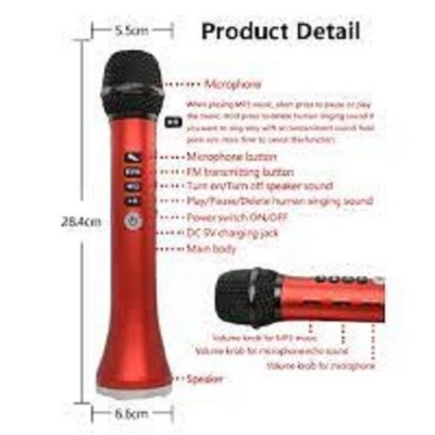 Picture of L-698 professional 15W portable USB wireless Bluetooth microphone speaker with Dynamic microphone (Red)