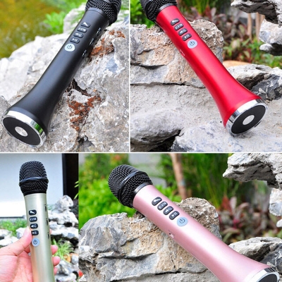 Picture of L-698 professional 15W portable USB wireless Bluetooth microphone speaker with Dynamic microphone (Pink)