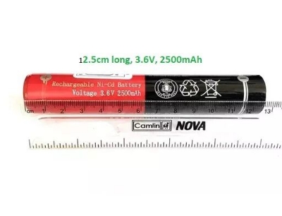 Picture of Geepas 3.6V 2500mAh Ni-Cd Rechargeable Torch Light Clone Version Battery 1x12.5cm (Multicolor)