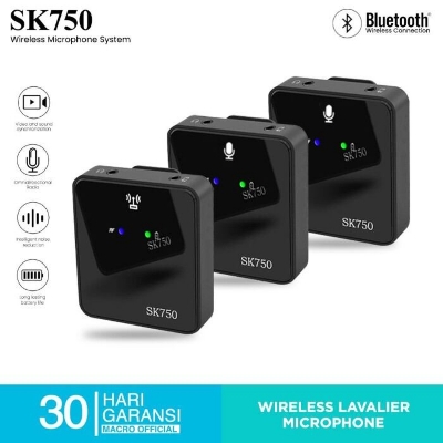 Picture of SK 750 Wireless Lavalier Single Microphone Transmitter Receiver for Phone DSLR Camera Smartphone 2.4GHz Wireless Mic Record (Dual mic)