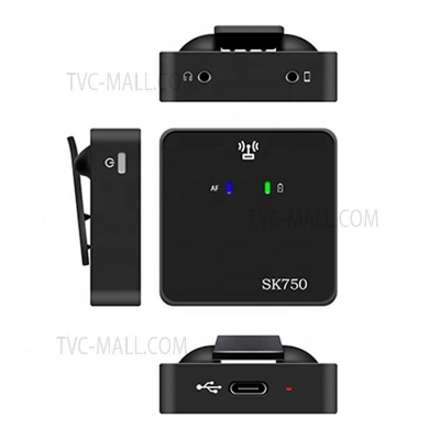 Picture of SK 750 Wireless Lavalier Single Microphone Transmitter Receiver for Phone DSLR Camera Smartphone 2.4GHz Wireless Mic Record (Black)