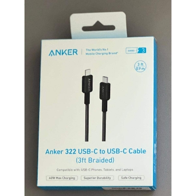 Picture of Anker 322 USB-C To USB-C Cable 3ft 60W Nylon Braided Cable Safe charging multicolour (Multicolor)