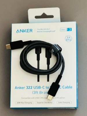 Picture of Anker 322 USB-C To USB-C Cable 3ft 60W Nylon Braided Cable Safe charging multicolour (Multicolor)